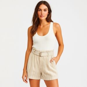 Banana Republic Linen Blend Paperbag Belted Striped Shorts NWT Weekend Getaway 6